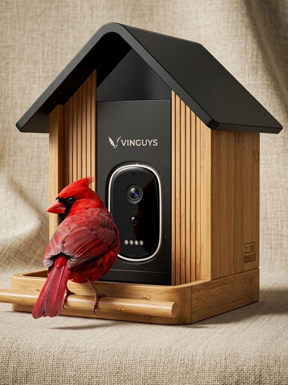 Bamboo Smart Solar Powered Bird Feeder — 2.5K Camera, WiFi, 11000+Identification - Picture 2 of 4
